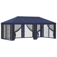 Produktbild för Gazebo-tak med sidoväggar Blå 600,5 x 300,5 cm Polyester