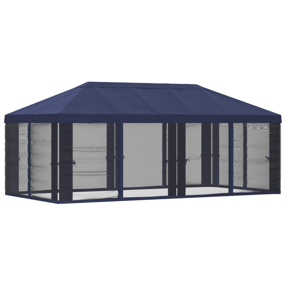 Produktbild för Gazebo-tak med sidoväggar Blå 600,5 x 300,5 cm Polyester