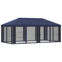 Produktbild för Gazebo-tak med sidoväggar Blå 600,5 x 300,5 cm Polyester