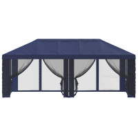 Produktbild för Gazebo-tak med sidoväggar Blå 600,5 x 300,5 cm Polyester