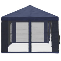 Produktbild för Gazebo-tak med sidoväggar Blå 600,5 x 300,5 cm Polyester