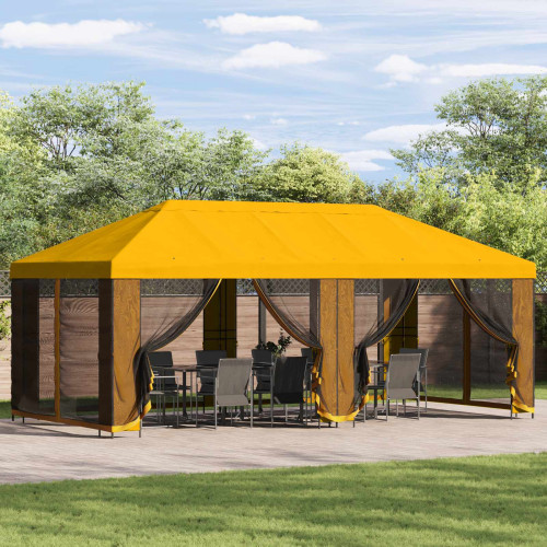 vidaXL Gazebo-tak med sidoväggar Gul 600,5 x 300,5 cm Polyester