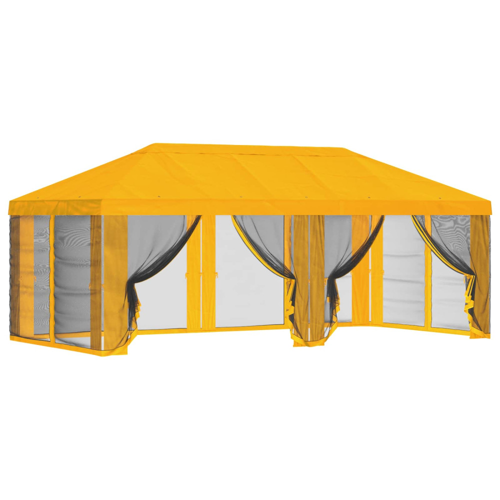 Produktbild för Gazebo-tak med sidoväggar Gul 600,5 x 300,5 cm Polyester