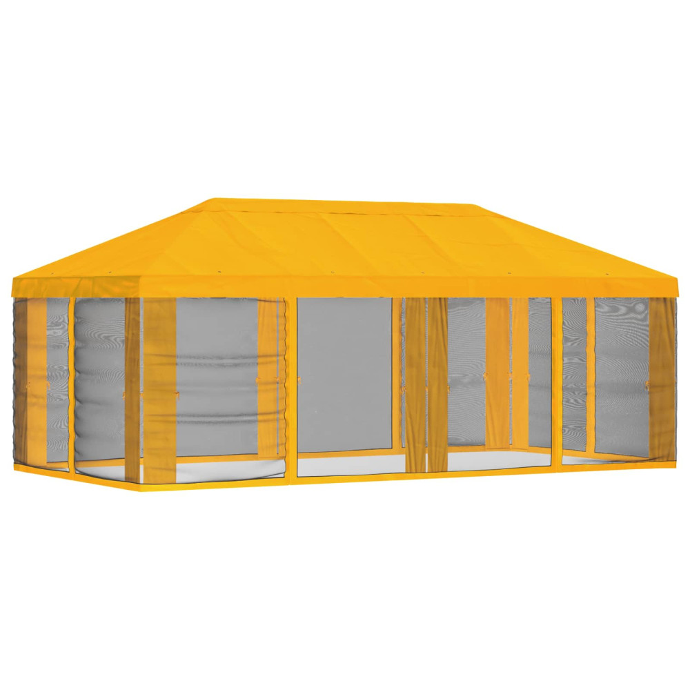 Produktbild för Gazebo-tak med sidoväggar Gul 600,5 x 300,5 cm Polyester