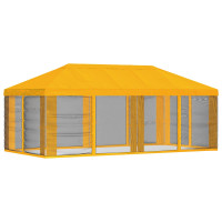 Produktbild för Gazebo-tak med sidoväggar Gul 600,5 x 300,5 cm Polyester