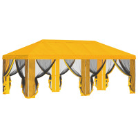 Produktbild för Gazebo-tak med sidoväggar Gul 600,5 x 300,5 cm Polyester