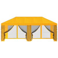 Produktbild för Gazebo-tak med sidoväggar Gul 600,5 x 300,5 cm Polyester