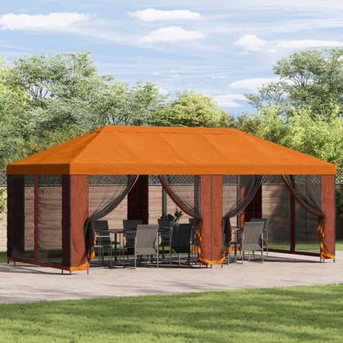 vidaXL Gazebo-tak med sidoväggar Orange 600,5 x 300,5 cm Polyester