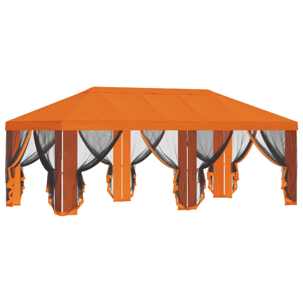 Produktbild för Gazebo-tak med sidoväggar Orange 600,5 x 300,5 cm Polyester