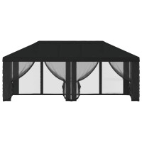 Produktbild för Gazebo-tak med sidoväggar Svart 600,5 x 300,5 cm Polyester