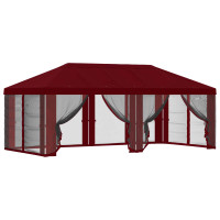 Produktbild för Gazebo-tak med sidoväggar Vinröd 600,5 x 300,5 cm Polyester