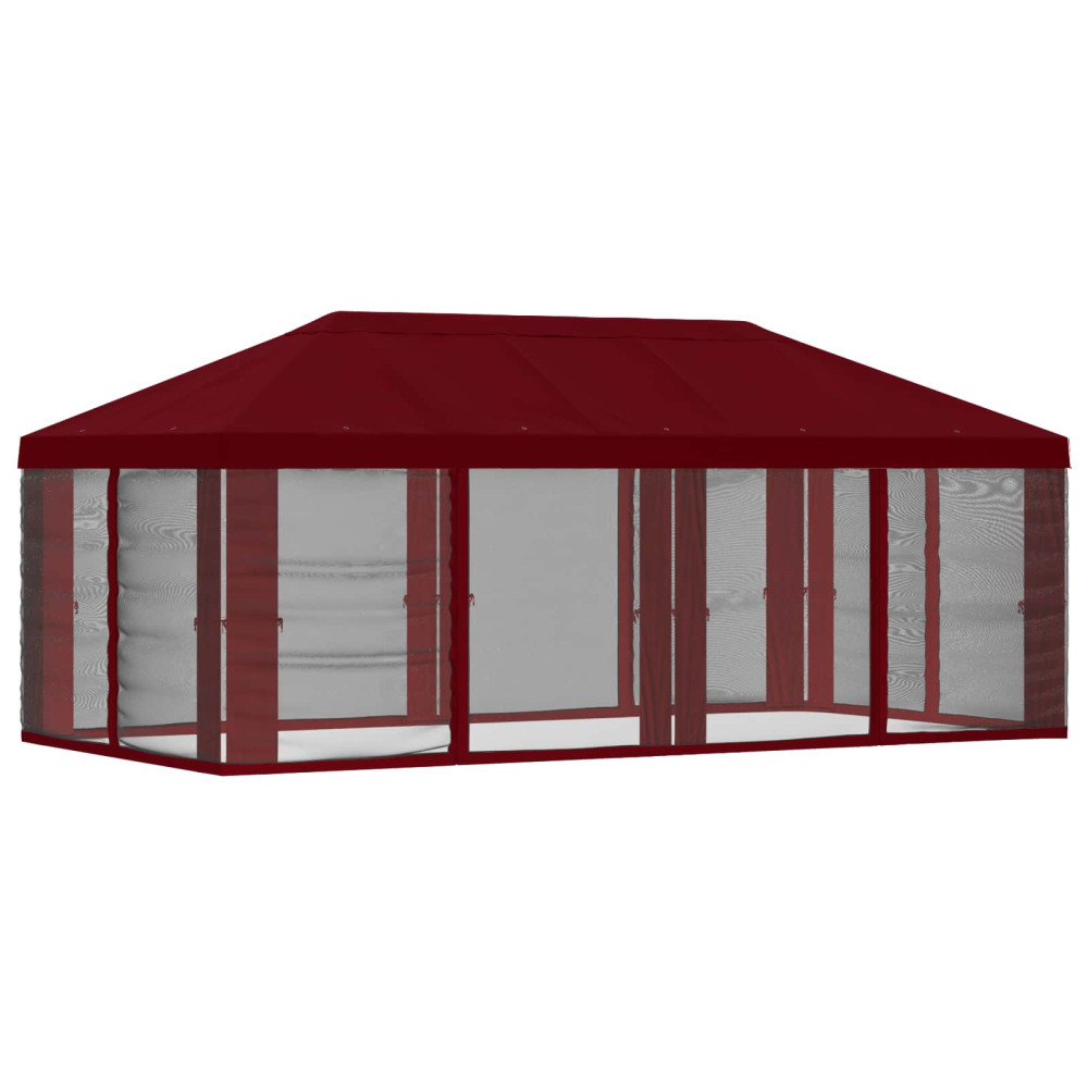 Produktbild för Gazebo-tak med sidoväggar Vinröd 600,5 x 300,5 cm Polyester