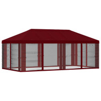 Produktbild för Gazebo-tak med sidoväggar Vinröd 600,5 x 300,5 cm Polyester