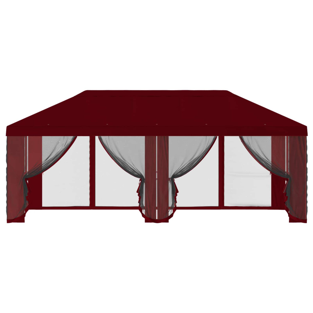 Produktbild för Gazebo-tak med sidoväggar Vinröd 600,5 x 300,5 cm Polyester