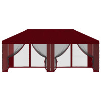 Produktbild för Gazebo-tak med sidoväggar Vinröd 600,5 x 300,5 cm Polyester