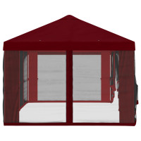 Produktbild för Gazebo-tak med sidoväggar Vinröd 600,5 x 300,5 cm Polyester