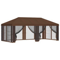 Produktbild för Gazebo-tak med sidoväggar Brun 600,5 x 300,5 cm Polyester