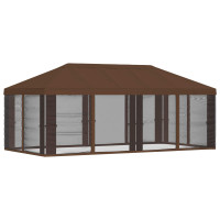 Produktbild för Gazebo-tak med sidoväggar Brun 600,5 x 300,5 cm Polyester