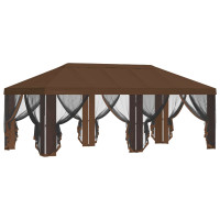 Produktbild för Gazebo-tak med sidoväggar Brun 600,5 x 300,5 cm Polyester