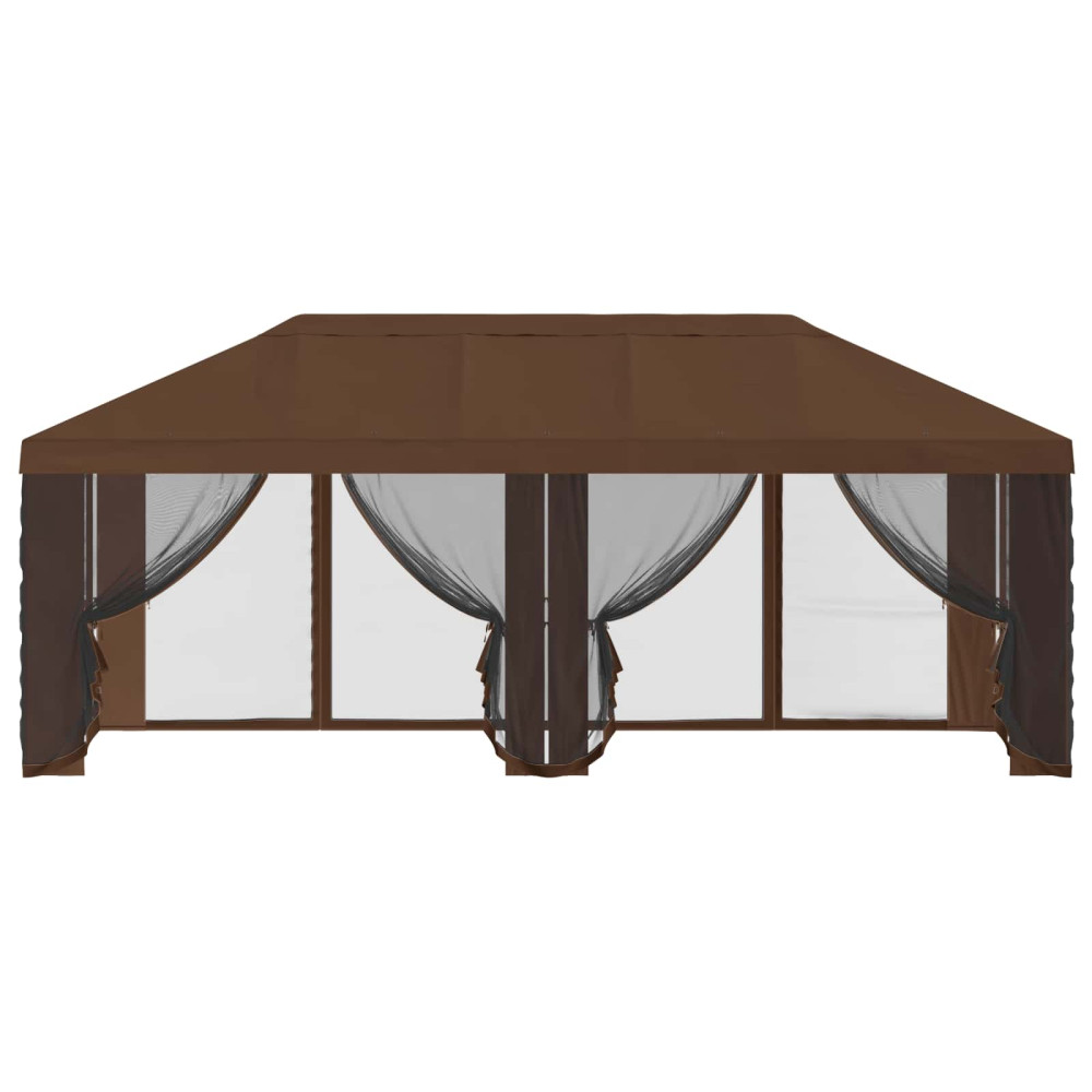 Produktbild för Gazebo-tak med sidoväggar Brun 600,5 x 300,5 cm Polyester