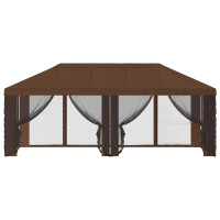 Produktbild för Gazebo-tak med sidoväggar Brun 600,5 x 300,5 cm Polyester