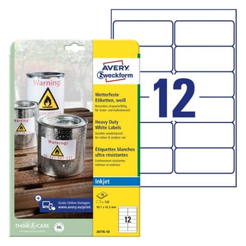 AVERY Etiketter Avery 99,1x42,3 mm, hvid, holdbare, til inkjet