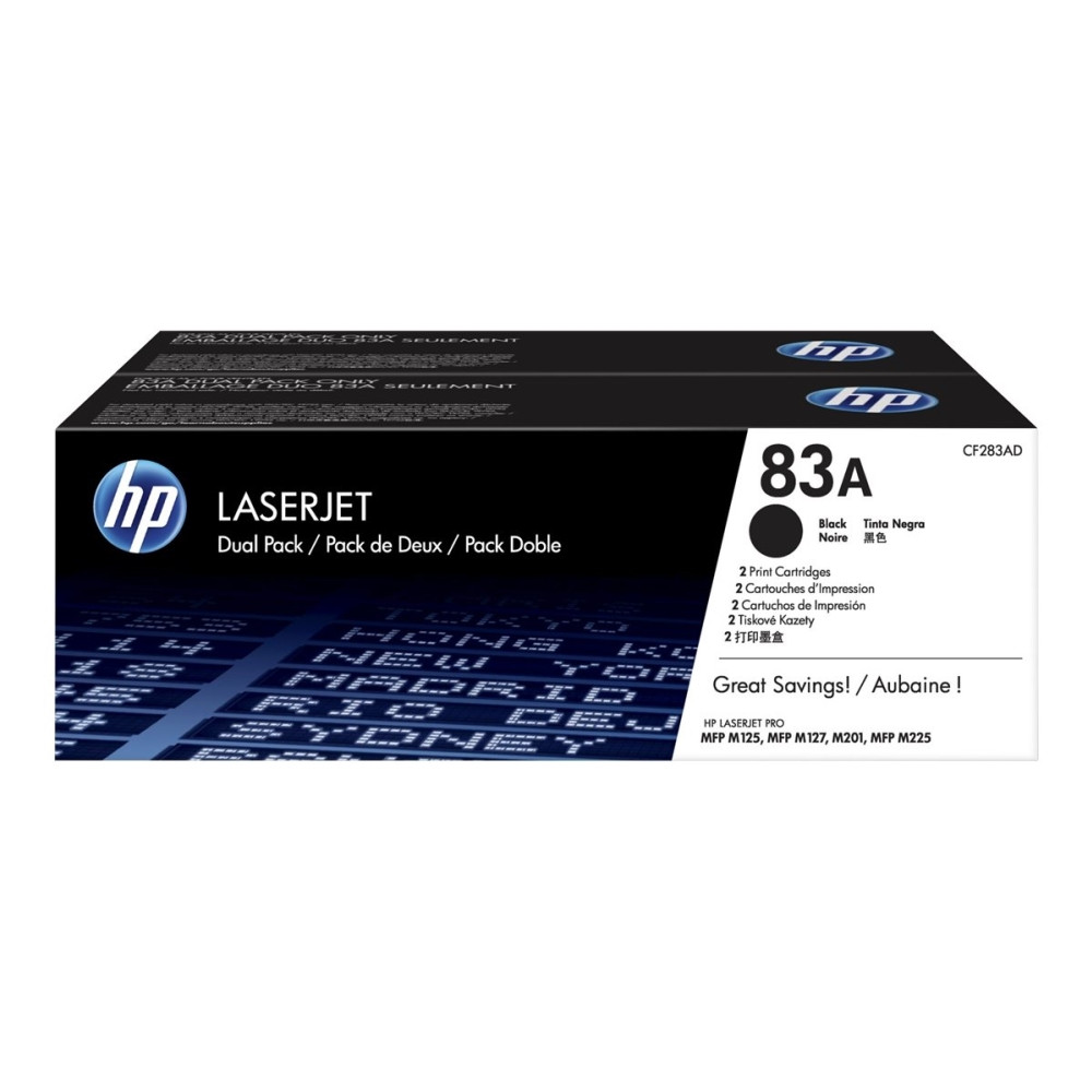 Produktbild för HP 83A - 2-pack - svart - original - LaserJet - tonerkassett (CF283AD)