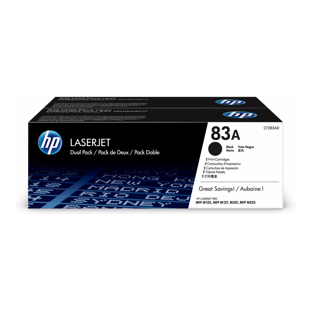 Produktbild för HP 83A - 2-pack - svart - original - LaserJet - tonerkassett (CF283AD)
