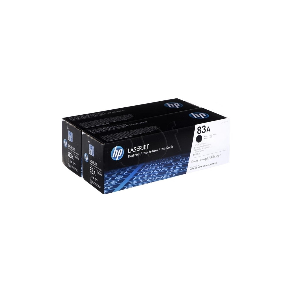 Produktbild för HP 83A - 2-pack - svart - original - LaserJet - tonerkassett (CF283AD)