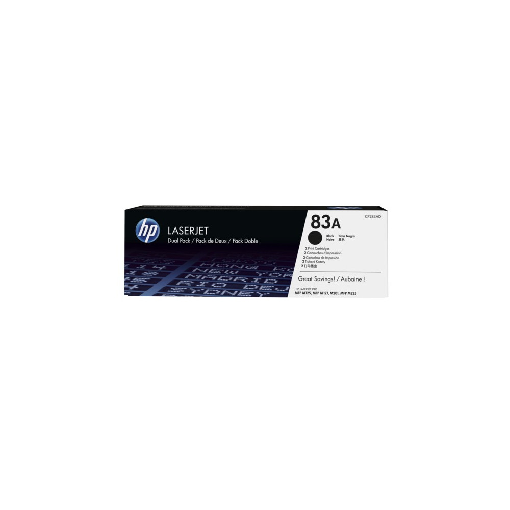 Produktbild för HP 83A - 2-pack - svart - original - LaserJet - tonerkassett (CF283AD)