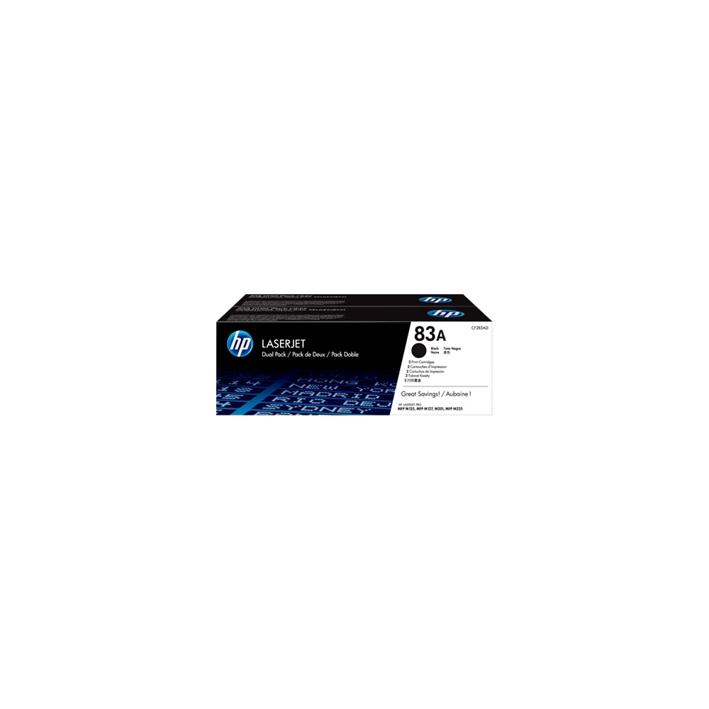 Produktbild för HP 83A - 2-pack - svart - original - LaserJet - tonerkassett (CF283AD)