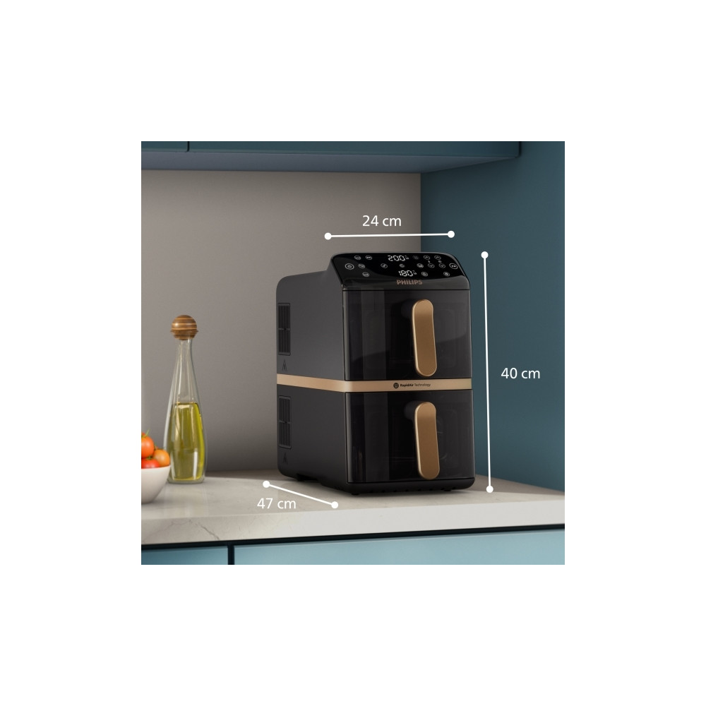 Produktbild för Philips 4000 Series NA462 - dubbel luftfritös - svart/mörkgrå