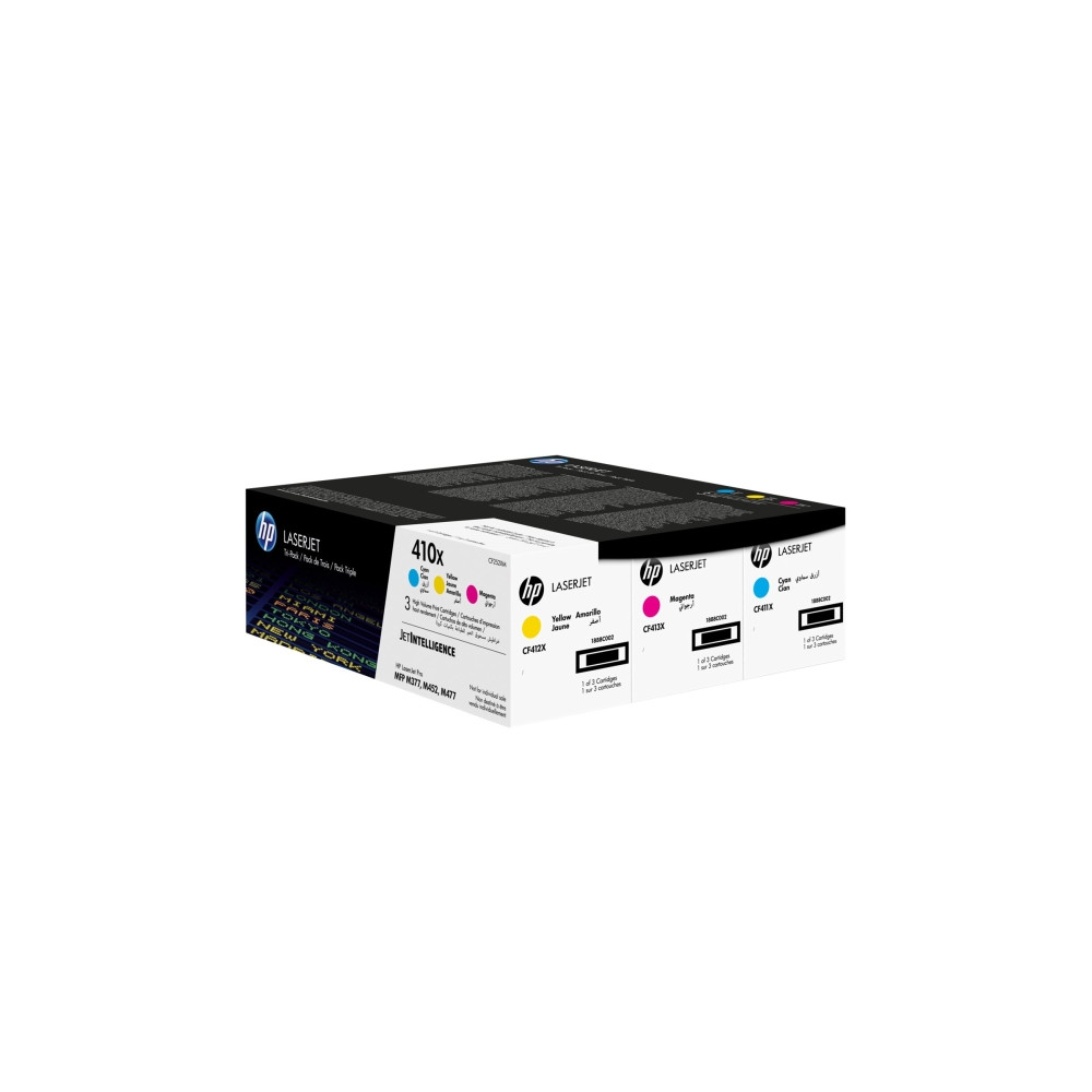 Produktbild för HP 410X - 3-pack - Lång livslängd - gul, cyan, magenta - original - LaserJet - tonerkassett (CF252XM)