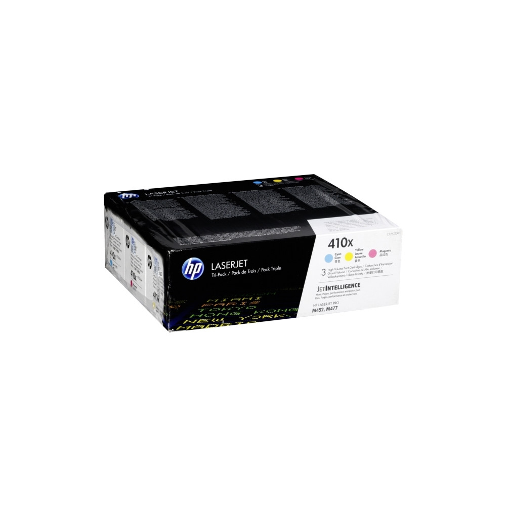 Produktbild för HP 410X - 3-pack - Lång livslängd - gul, cyan, magenta - original - LaserJet - tonerkassett (CF252XM)