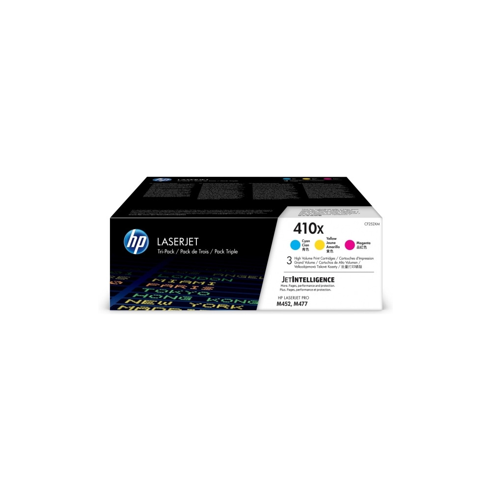 Produktbild för HP 410X - 3-pack - Lång livslängd - gul, cyan, magenta - original - LaserJet - tonerkassett (CF252XM)