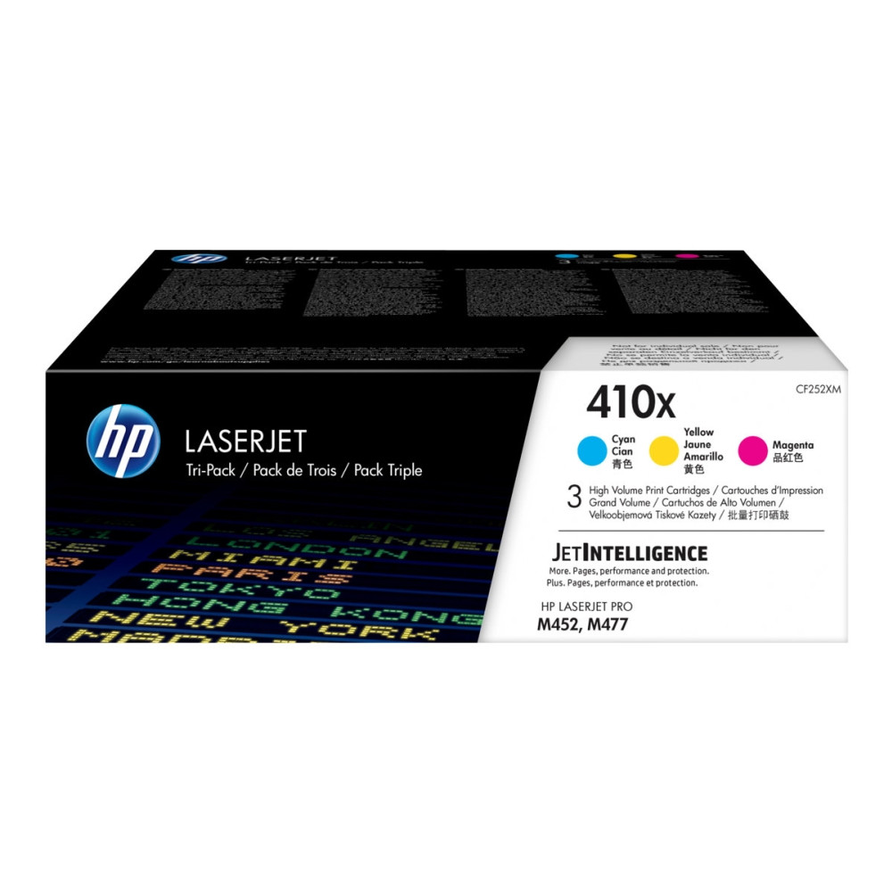 Produktbild för HP 410X - 3-pack - Lång livslängd - gul, cyan, magenta - original - LaserJet - tonerkassett (CF252XM)