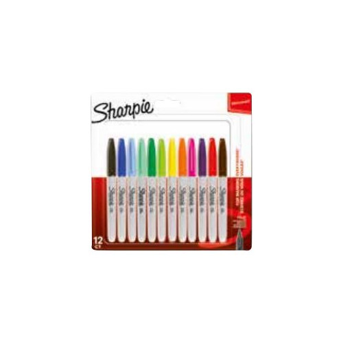 Newell Rubbermaid Permanentpenna Sharpie 1 mm fin, assorterade färger, 12-pack