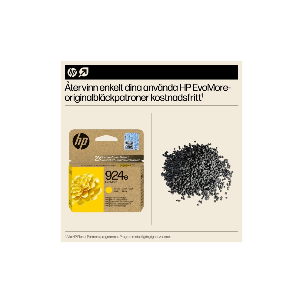 Produktbild för HP 924e EvoMore - gul - original - bläckpatron