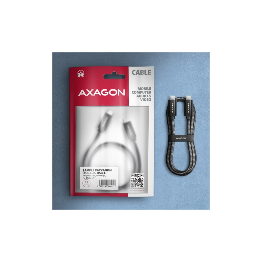 Produktbild för AXAGON BUCM2-CM30AB - USB typ C-kabel - 24 pin USB-C till 24 pin USB-C - 3 m