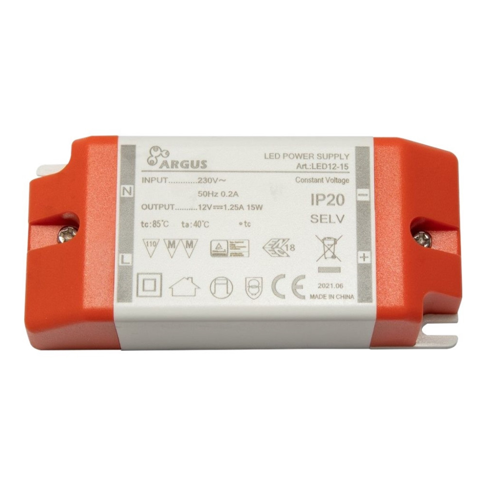 Produktbild för Inter-Tech LED12-15 LED driver - 2 stifts terminalblock - 15 watt