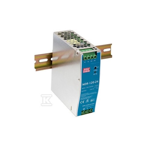 Mean Well Nätaggregat, enfas, in: 85-264 VAC, ut: 24 VDC, 5,0 A, 120 W