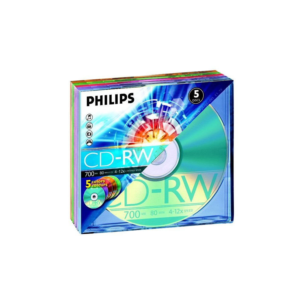 Produktbild för Philips - CD-RW x 5 - 700 MB - lagringsmedier