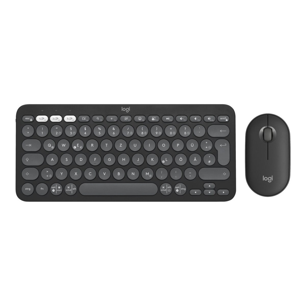 Produktbild för Logitech Pebble 2 Combo - sats med tangentbord och mus - QWERTY - USA, internationellt - tonal white Inmatningsenhet