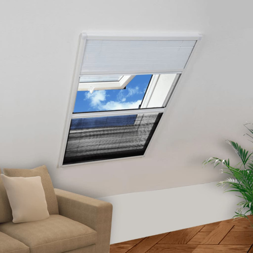 Produktbild för Insektsnät plissé till fönster 160 x 80 cm med solskydd