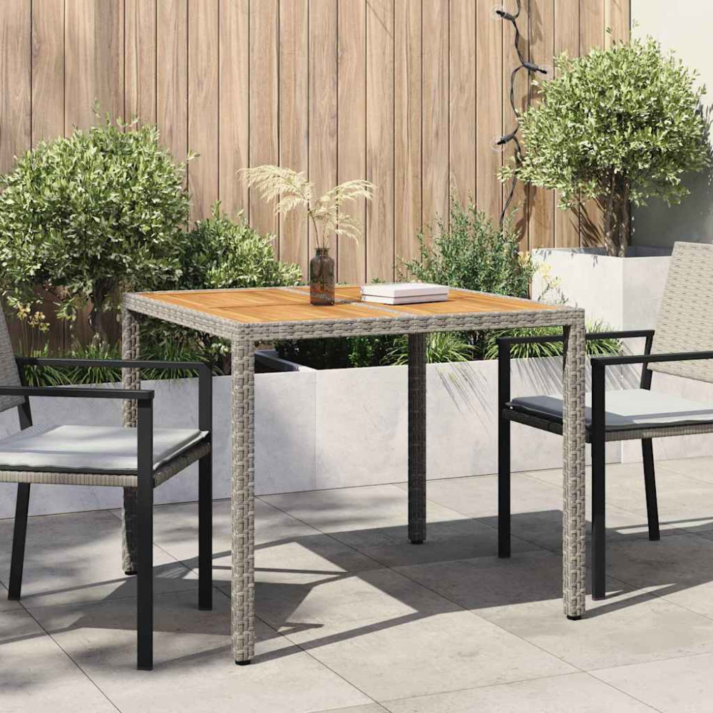 Produktbild för Trädgårdsbord Grå 90 x 90 x 75 cm konstrotting