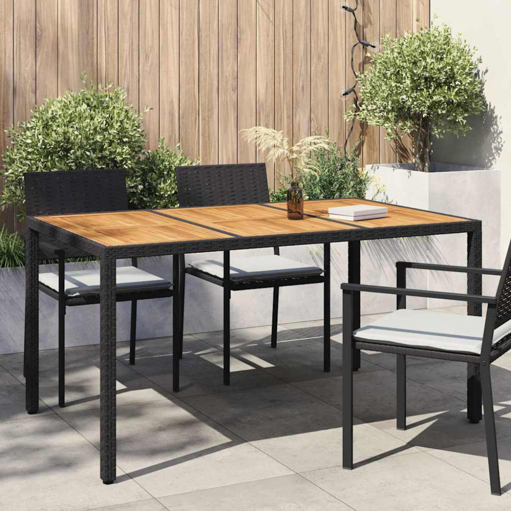 Produktbild för Trädgårdsbord Svart 150 x 90 x 75 cm konstrotting