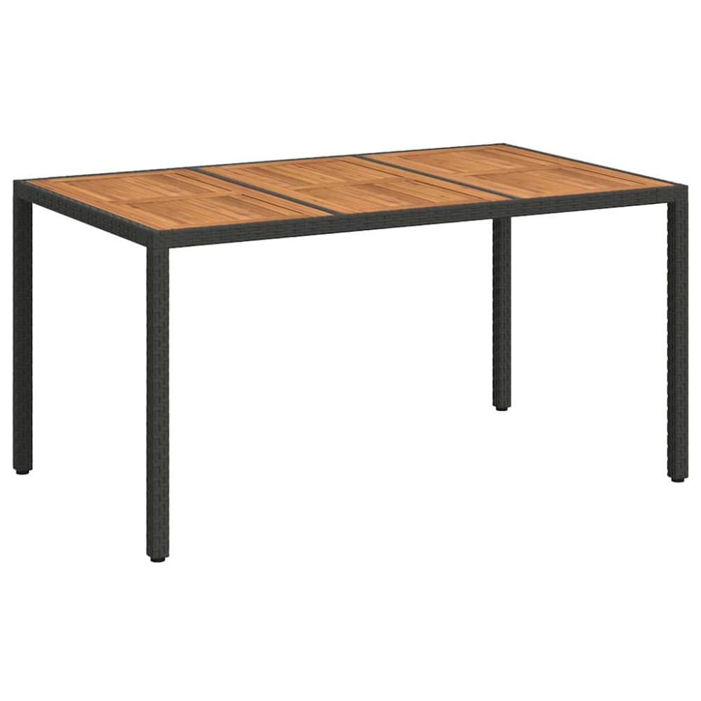 Produktbild för Trädgårdsbord Svart 150 x 90 x 75 cm konstrotting
