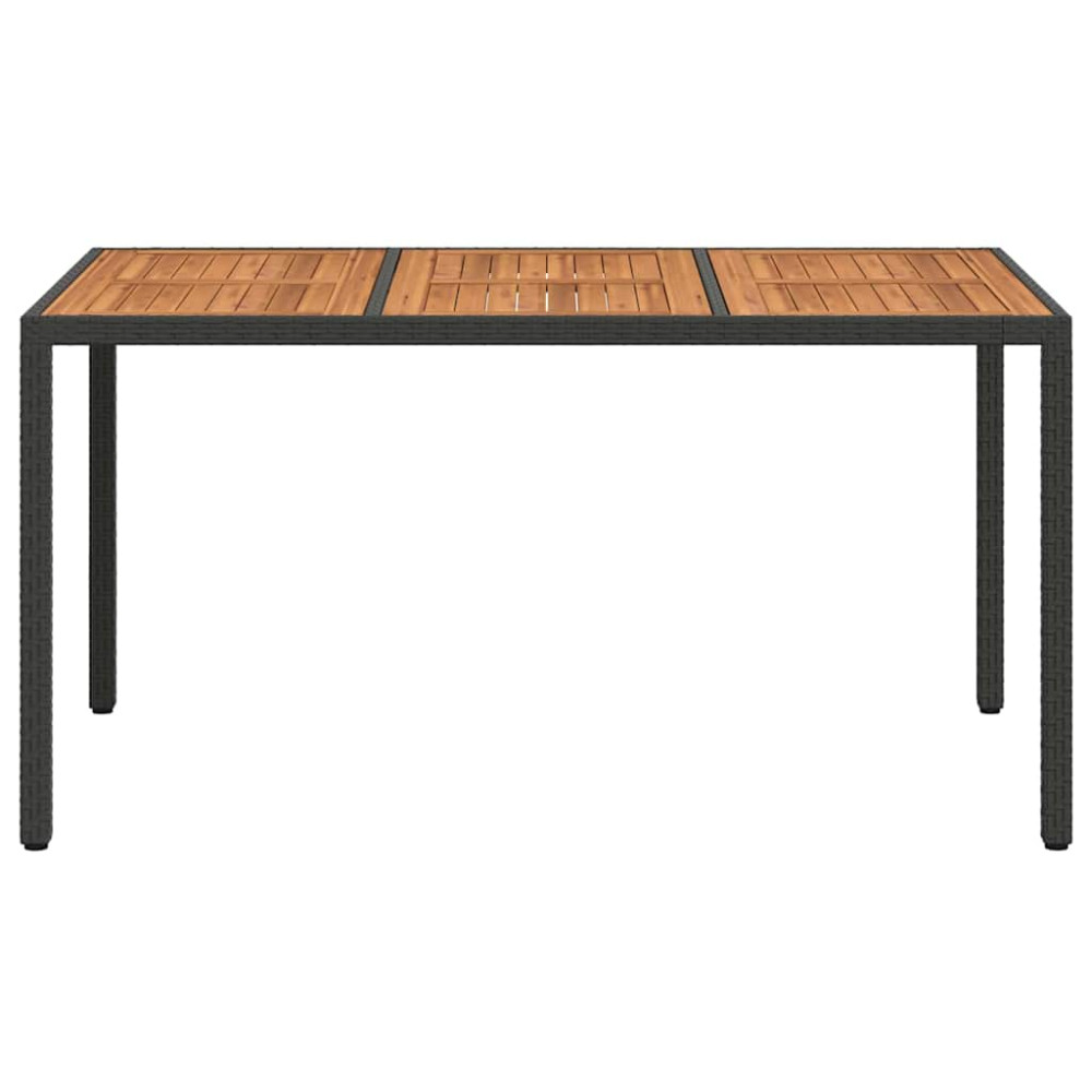 Produktbild för Trädgårdsbord Svart 150 x 90 x 75 cm konstrotting