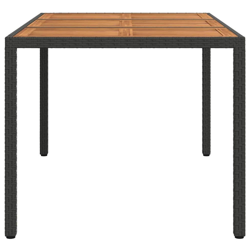 Produktbild för Trädgårdsbord Svart 150 x 90 x 75 cm konstrotting