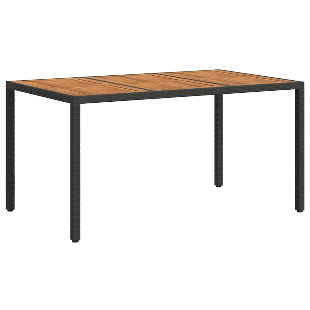 Produktbild för Trädgårdsbord Svart 150 x 90 x 75 cm konstrotting